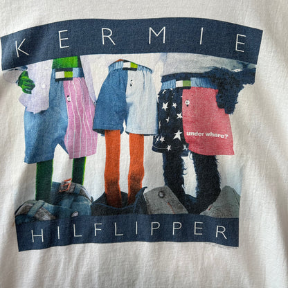 90's Anvil カーミット"KERMIE HILFLIPPER" トミーヒルフィガーパロディー セサミ Tシャツ 白(L)/B2090T-SO
