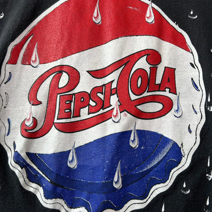 90's PEPSI-COLA"WET T-SHiRT"ペプシコーラ プリントTシャツ アドバタイジング 黒(M)/A7073T-SO