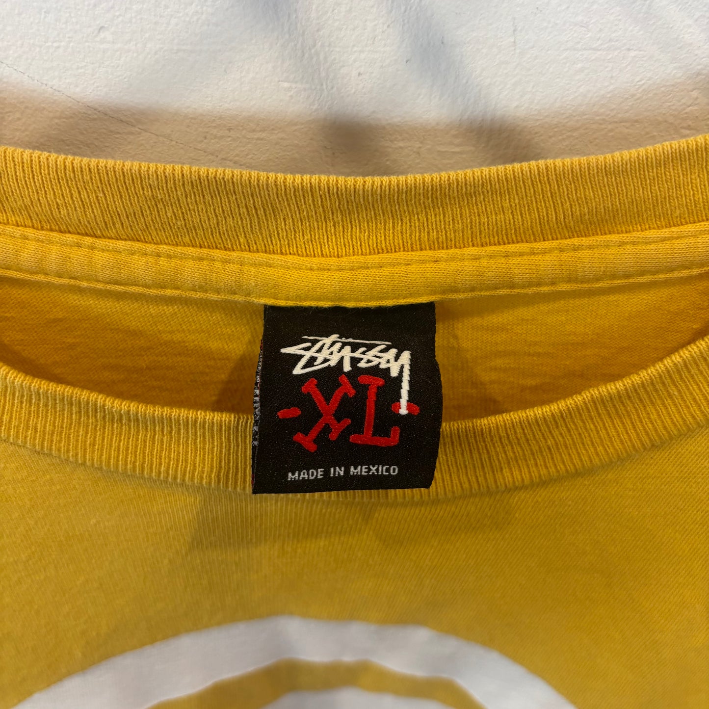 00's Stussy ステューシー SSリングロゴ プリントTシャツ イエロー (XL)/C0378T-SO