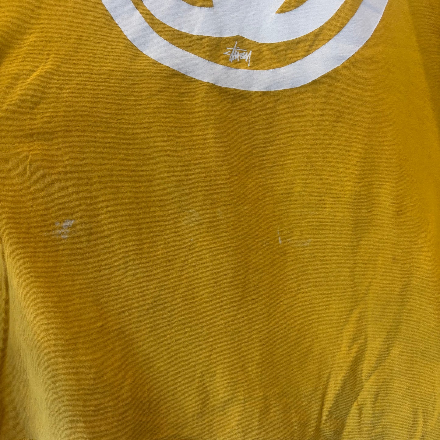 00's Stussy ステューシー SSリングロゴ プリントTシャツ イエロー (XL)/C0378T-SO