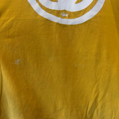 00's Stussy ステューシー SSリングロゴ プリントTシャツ イエロー (XL)/C0378T-SO