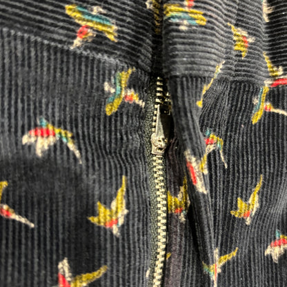 70's CORBIN インタック 鳥柄 コーデュロイパンツ 黒 (サイズ不明)/B0347P-SO