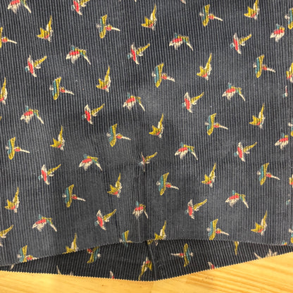 70's CORBIN インタック 鳥柄 コーデュロイパンツ 黒 (サイズ不明)/B0347P-SO