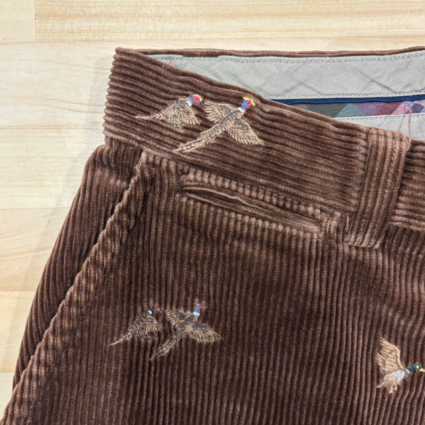 00's Polo by Ralph Lauren ラルフローレン 鳥柄 コーデュロイパンツ 茶 (33×30)/A8609P-SO