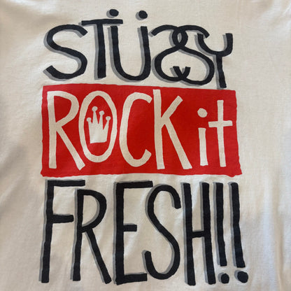 00's Stussy ステューシー ”Rock It Fresh” プリントTシャツ 白 (XL)/C0436T-SO