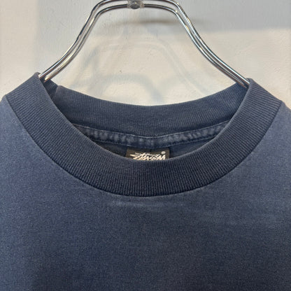 80's Stussy ステューシー クローバー ロゴプリント ロンT ネイビー (M)/A9324T-SO