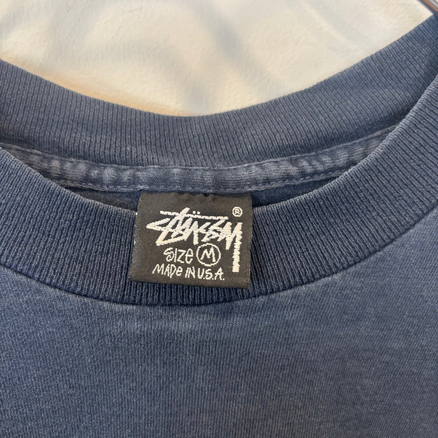 80's Stussy ステューシー クローバー ロゴプリント ロンT ネイビー (M)/A9324T-SO