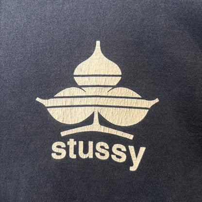 80's Stussy ステューシー クローバー ロゴプリント ロンT ネイビー (M)/A9324T-SO