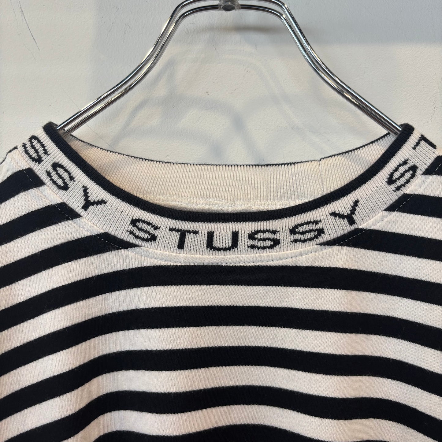 00's Stussy ステューシー ボーダーロンT  白黒 (L)/A9335T-SO