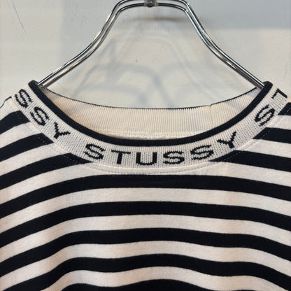 00's Stussy ステューシー ボーダーロンT  白黒 (L)/A9335T-SO