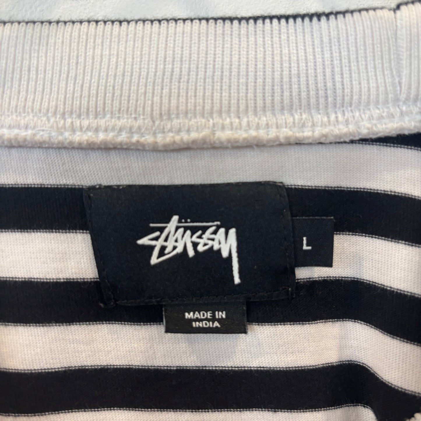 00's Stussy ステューシー ボーダーロンT  白黒 (L)/A9335T-SO