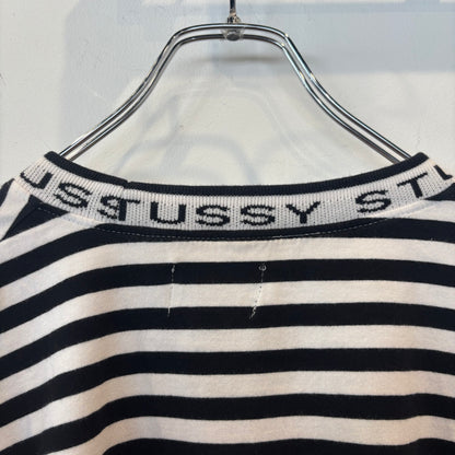00's Stussy ステューシー ボーダーロンT  白黒 (L)/A9335T-SO