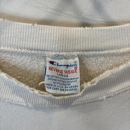 90's Champion リバースウィーブ 刺繍ロゴ スウェット ホワイト(L)/B4111R-SO