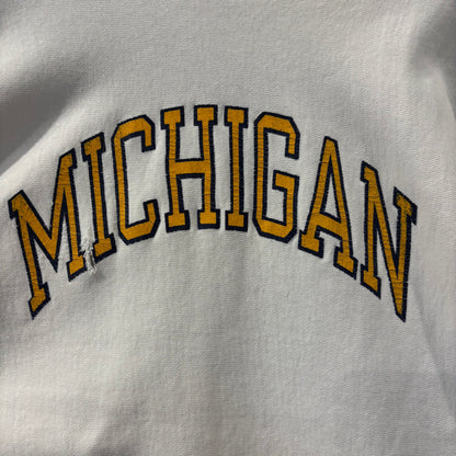80's Champion リバースウィーブ "MICHIGAN" ミシガン大学 アーチロゴ スウェット ホワイト(L)/B4112R-SO