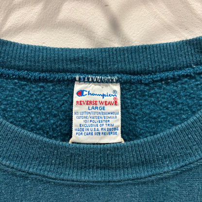 90's Champion リバースウィーブ 刺繍ロゴ スウェット ティールブルー(L)/C1443R-SO