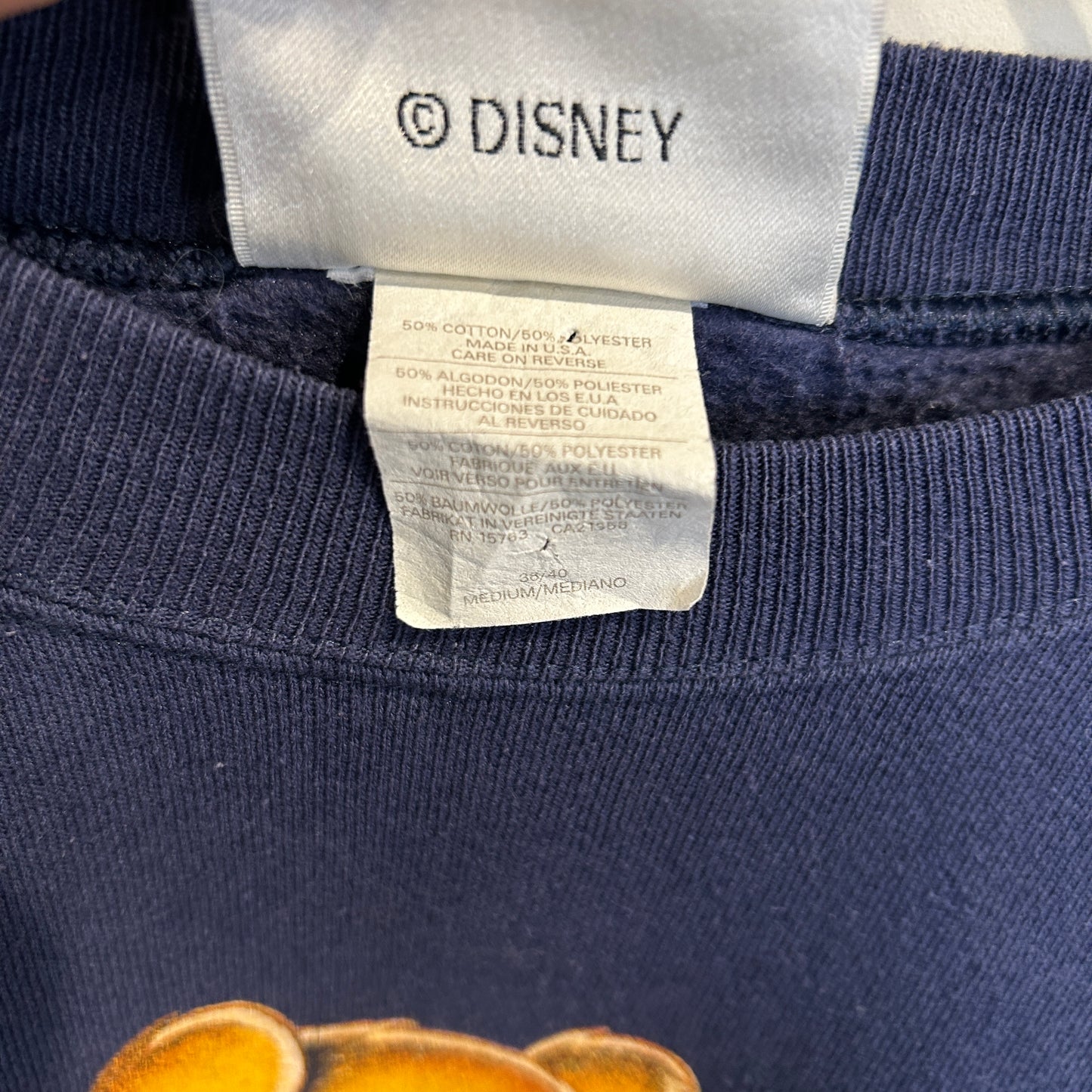 90's Disney くまのプーさん キャラクタースウェット 紺 (M)/B0752S-SO