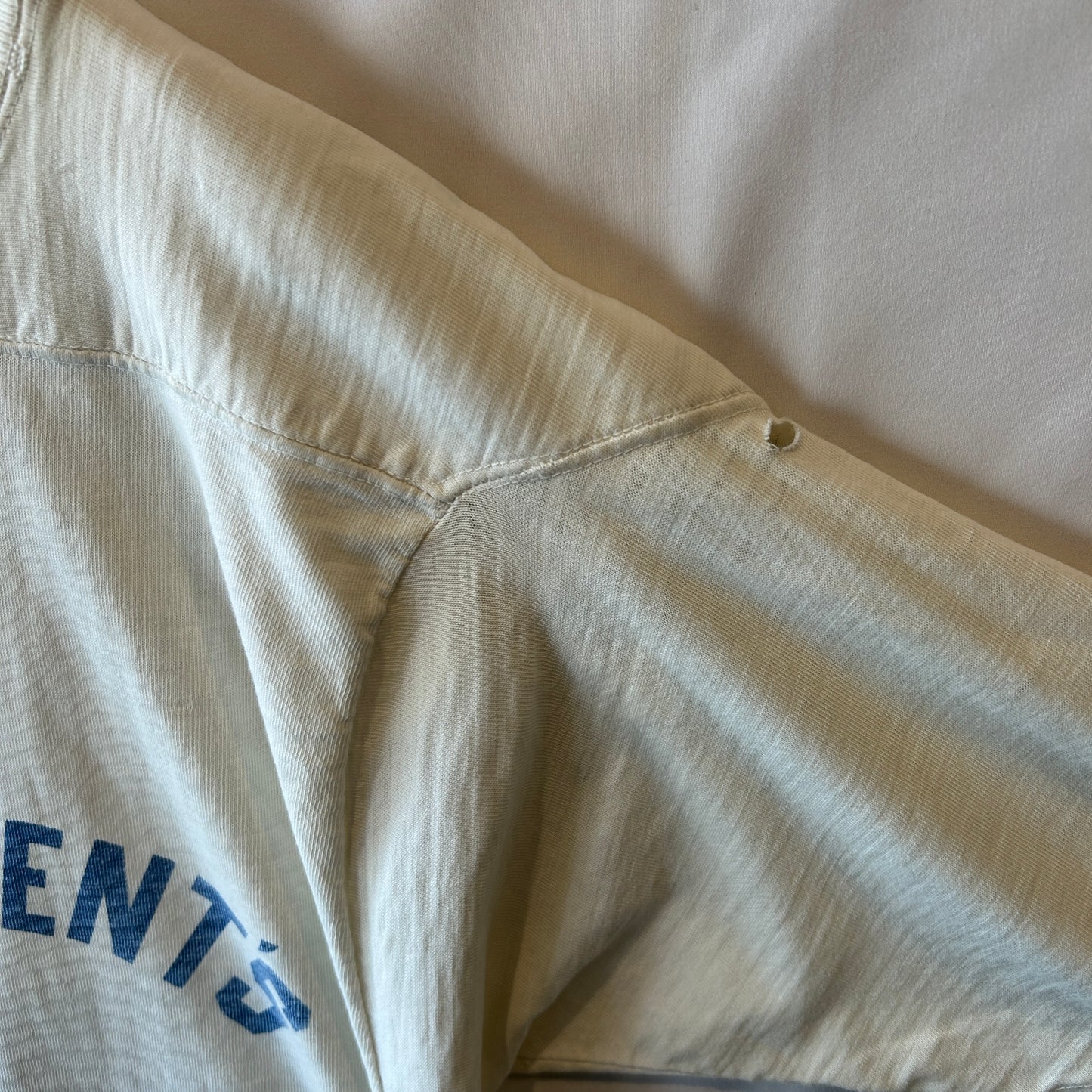 80's ~ Unknown Brand フットボールTシャツ PRESIDENT'S HOUSE 染み込みプリント コットン 白/C1021T-SO