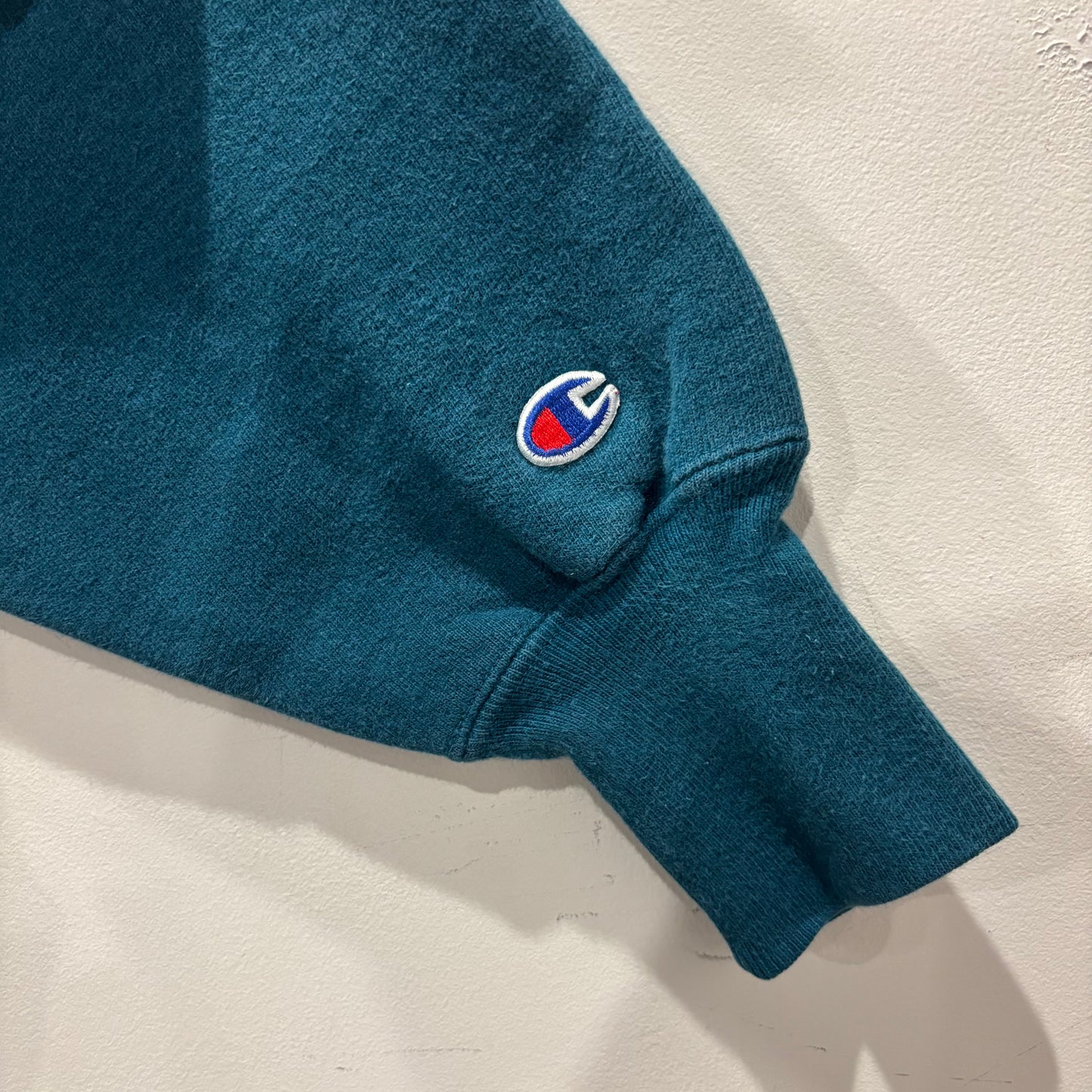 90's Champion リバースウィーブ 刺繍ロゴ スウェット ティールブルー(L)/C1443R-SO