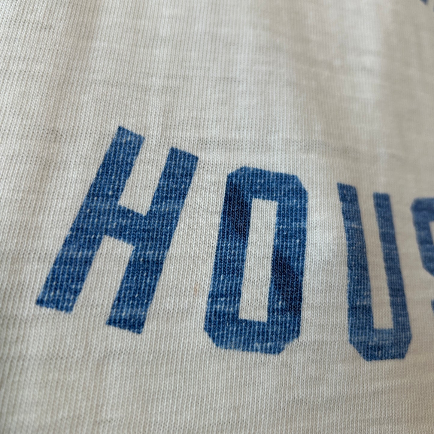 80's ~ Unknown Brand フットボールTシャツ PRESIDENT'S HOUSE 染み込みプリント コットン 白/C1021T-SO