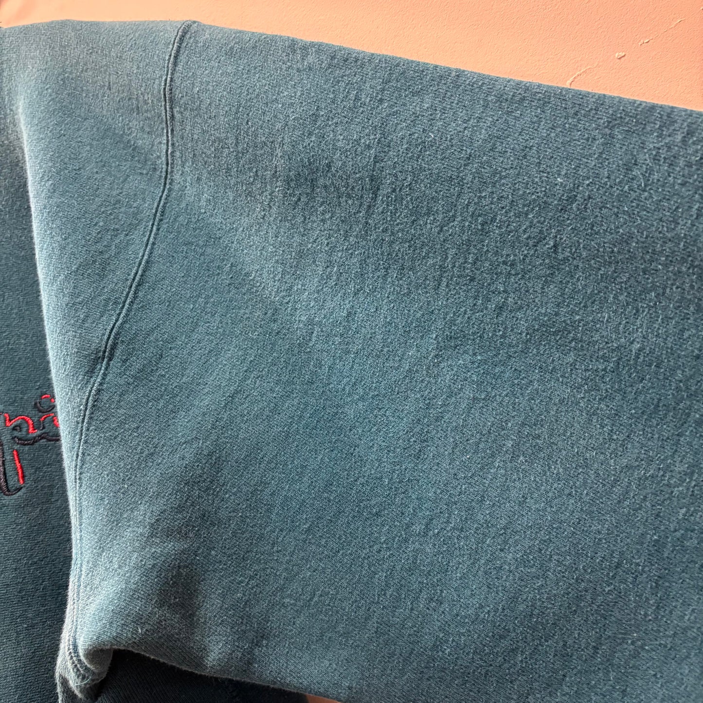 90's Champion リバースウィーブ 刺繍ロゴ スウェット ティールブルー(L)/C1443R-SO