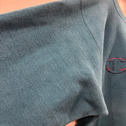 90's Champion リバースウィーブ 刺繍ロゴ スウェット ティールブルー(L)/C1443R-SO