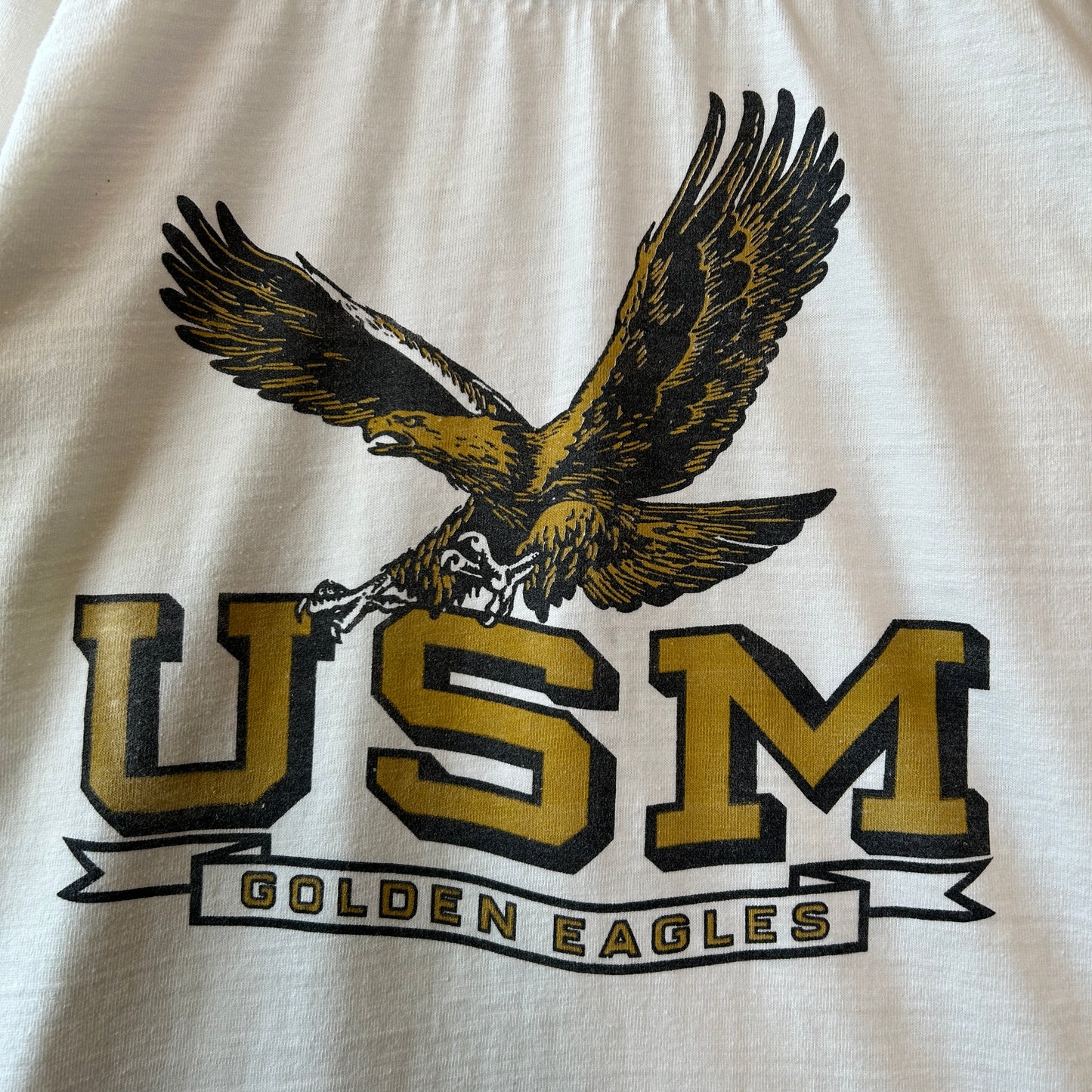 80's Collegiate Pacific USM Golden Eagles フットボールT コットン/アクリル 白(L)/C1020T-SO