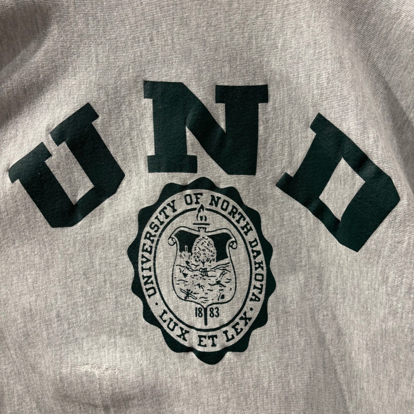 90's Champion リバースウィーブ "UND" UNIVERSITY OF NORTH DAKOTA ノースダコタ大学 スウェット グレー(XXL)/B4114