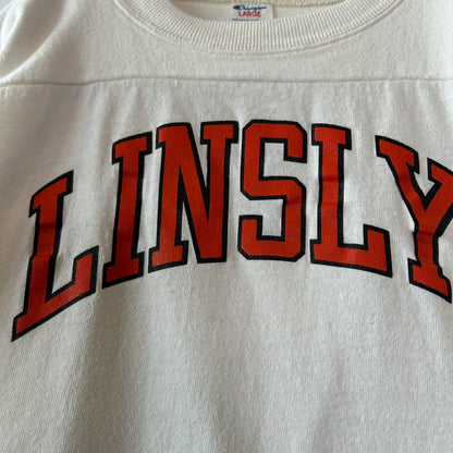 80's Champion チャンピオン LINSLY フットボールTシャツ コットン　白(L)/C1019T-SO