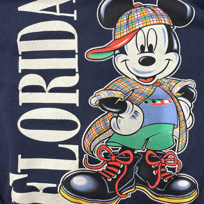 90's Mickey Unlimited "FLORIDA" ディズニー キャラクタースウェット ネイビー (XL)/A7846S-SO