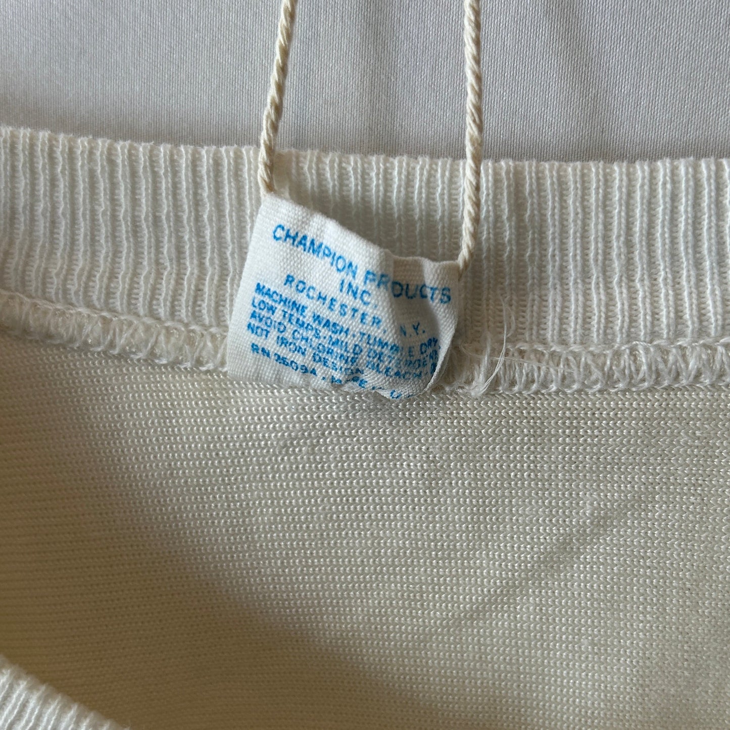 70's Champion チャンピオン フットボールTシャツ コットン/ナイロン ３段プリント 白紫(L)/C1018T-SO
