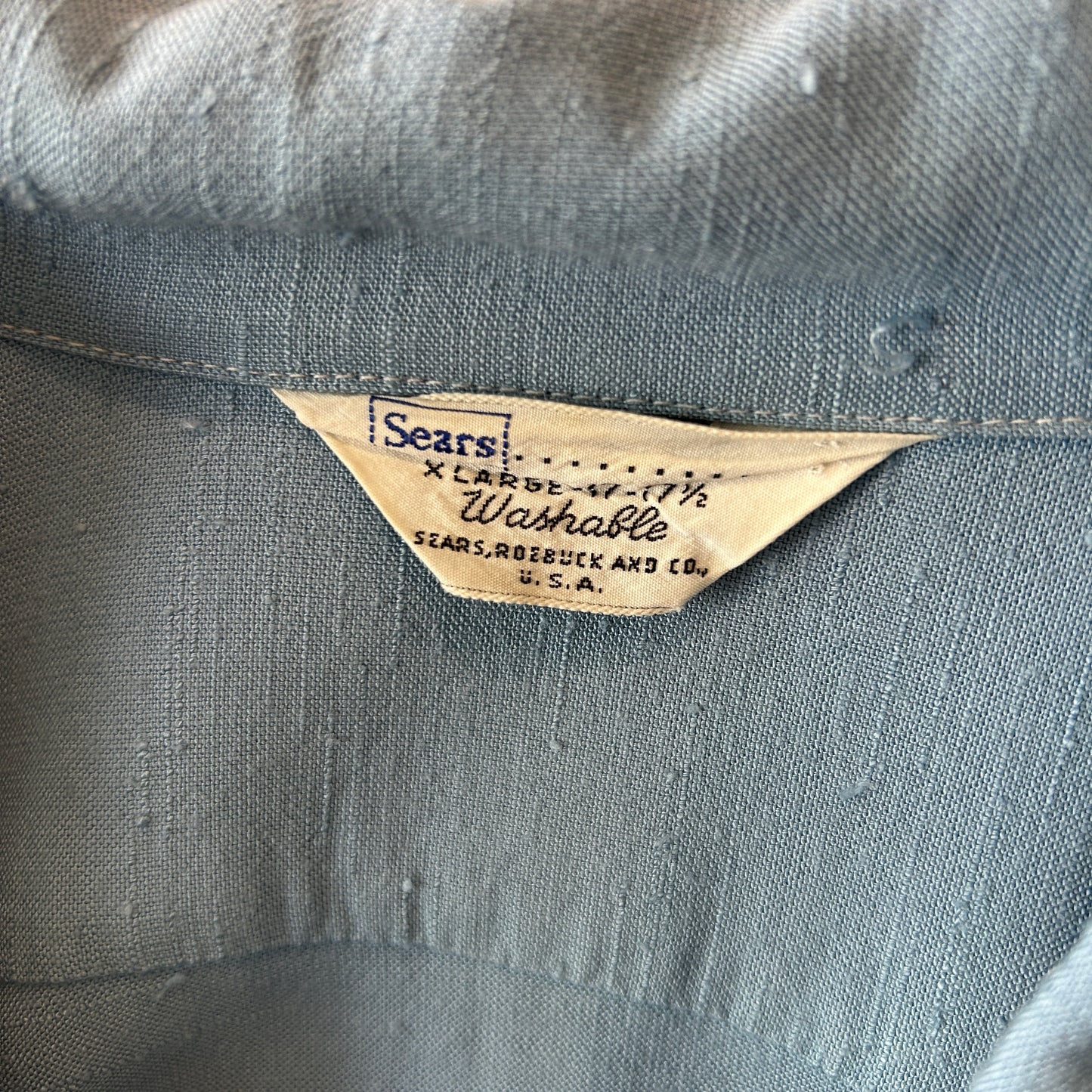 60's Sears シアーズ レーヨンシャツ ネップ　オープンカラー ブルー (XL)/C5508SH-SH