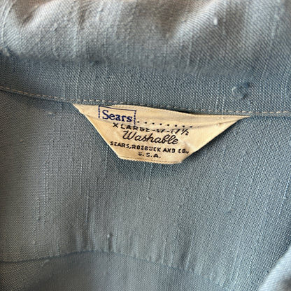 60's Sears シアーズ レーヨンシャツ ネップ　オープンカラー ブルー (XL)/C5508SH-SH