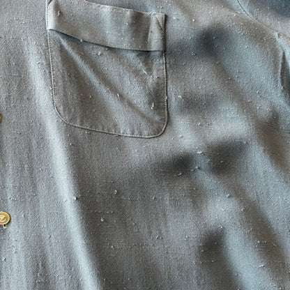 60's Sears シアーズ レーヨンシャツ ネップ　オープンカラー ブルー (XL)/C5508SH-SH
