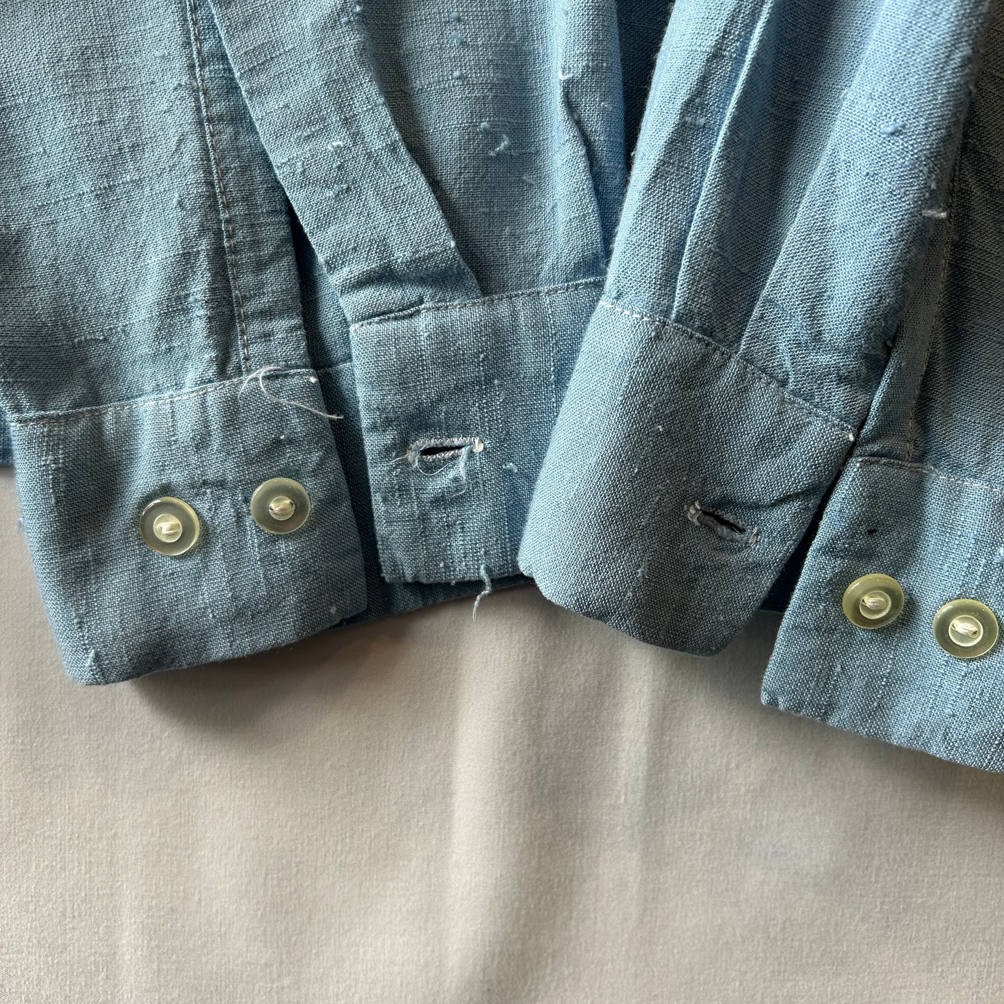 60's Sears シアーズ レーヨンシャツ ネップ　オープンカラー ブルー (XL)/C5508SH-SH