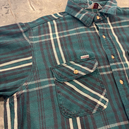 90's Carhartt カーハート チェック フランネルシャツ 深緑 (推定L) A8495SH-SO