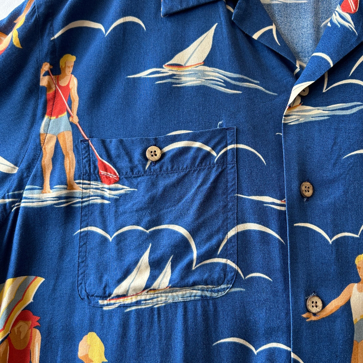 Polo by Ralph Lauren ラルフローレン アロハシャツ 半袖 サーフィン柄 ブルー(L)/C1015SH-SO
