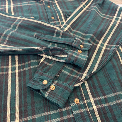 90's Carhartt カーハート チェック フランネルシャツ 深緑 (推定L) A8495SH-SO