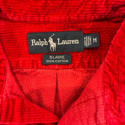 00's  Ralph Lauren ラルフ BLAIRE ポロベア コーデュロイシャツ 赤 M /B1180SH-SO