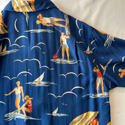 Polo by Ralph Lauren ラルフローレン アロハシャツ 半袖 サーフィン柄 ブルー(L)/C1015SH-SO