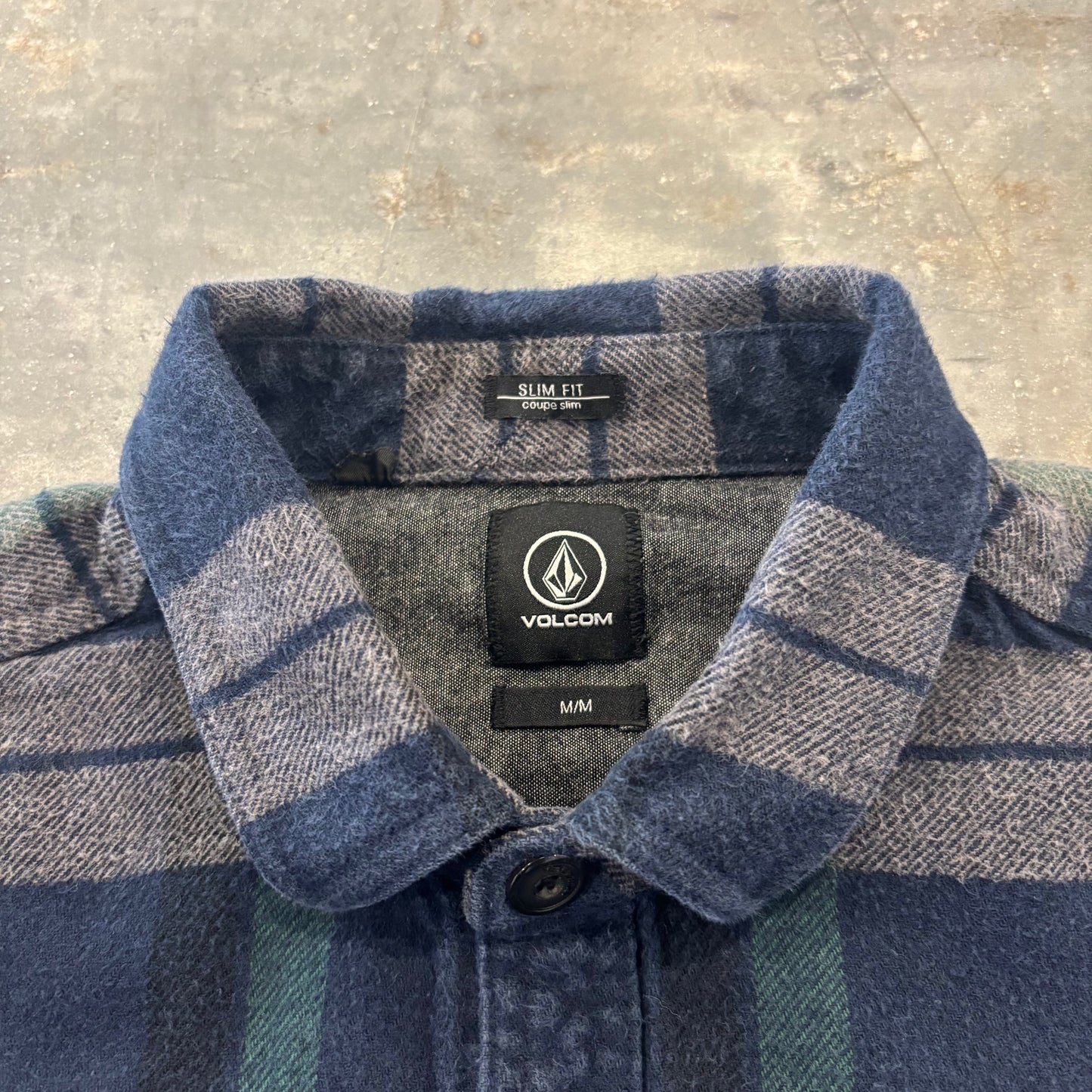 00's VOLCOM チェック フランネルシャツ SLIM FIT ネイビー (M) B4118SH-SO