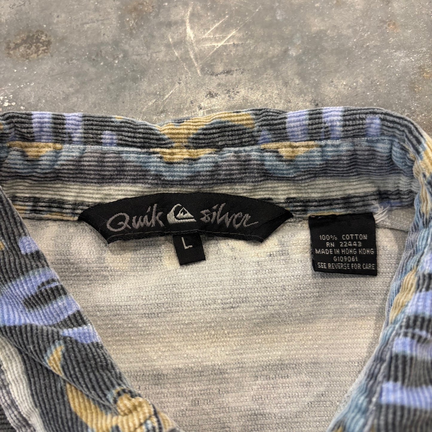 90's Quiksilver クイックシルバー 総柄 コーデュロイシャツ グレー系 (L) B4119SH-SO