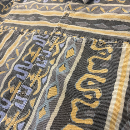 90's Quiksilver クイックシルバー 総柄 コーデュロイシャツ グレー系 (L) B4119SH-SO