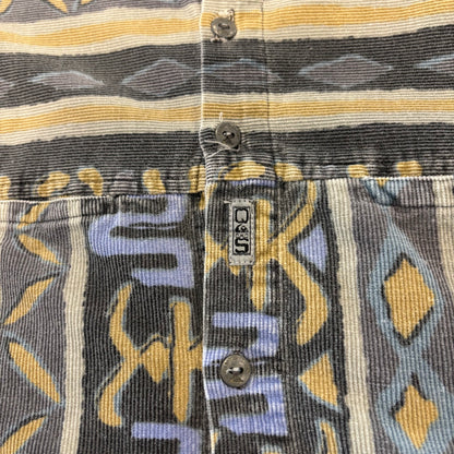 90's Quiksilver クイックシルバー 総柄 コーデュロイシャツ グレー系 (L) B4119SH-SO