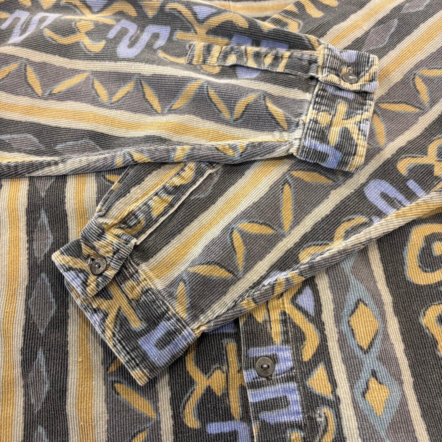 90's Quiksilver クイックシルバー 総柄 コーデュロイシャツ グレー系 (L) B4119SH-SO