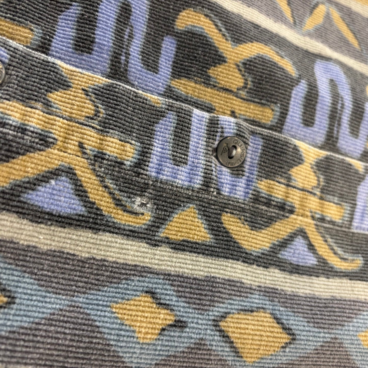 90's Quiksilver クイックシルバー 総柄 コーデュロイシャツ グレー系 (L) B4119SH-SO