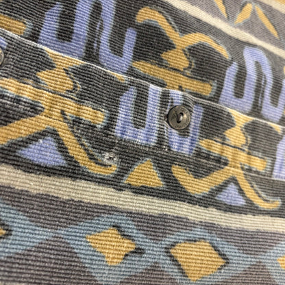 90's Quiksilver クイックシルバー 総柄 コーデュロイシャツ グレー系 (L) B4119SH-SO