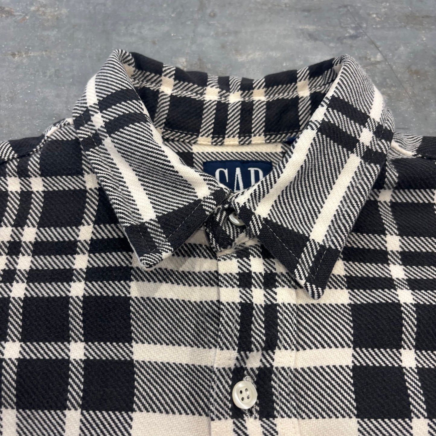 90's OLD GAP ギャップ チェック フランネルシャツ 白黒 (推定M) B4120SH-SO