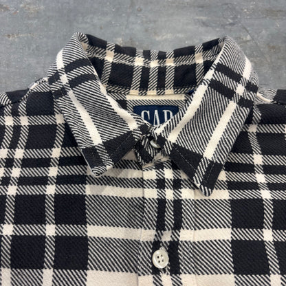 90's OLD GAP ギャップ チェック フランネルシャツ 白黒 (推定M) B4120SH-SO