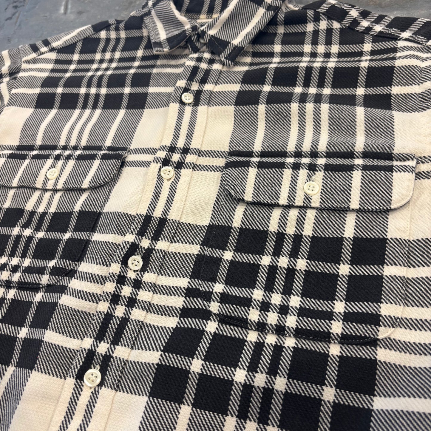 90's OLD GAP ギャップ チェック フランネルシャツ 白黒 (推定M) B4120SH-SO