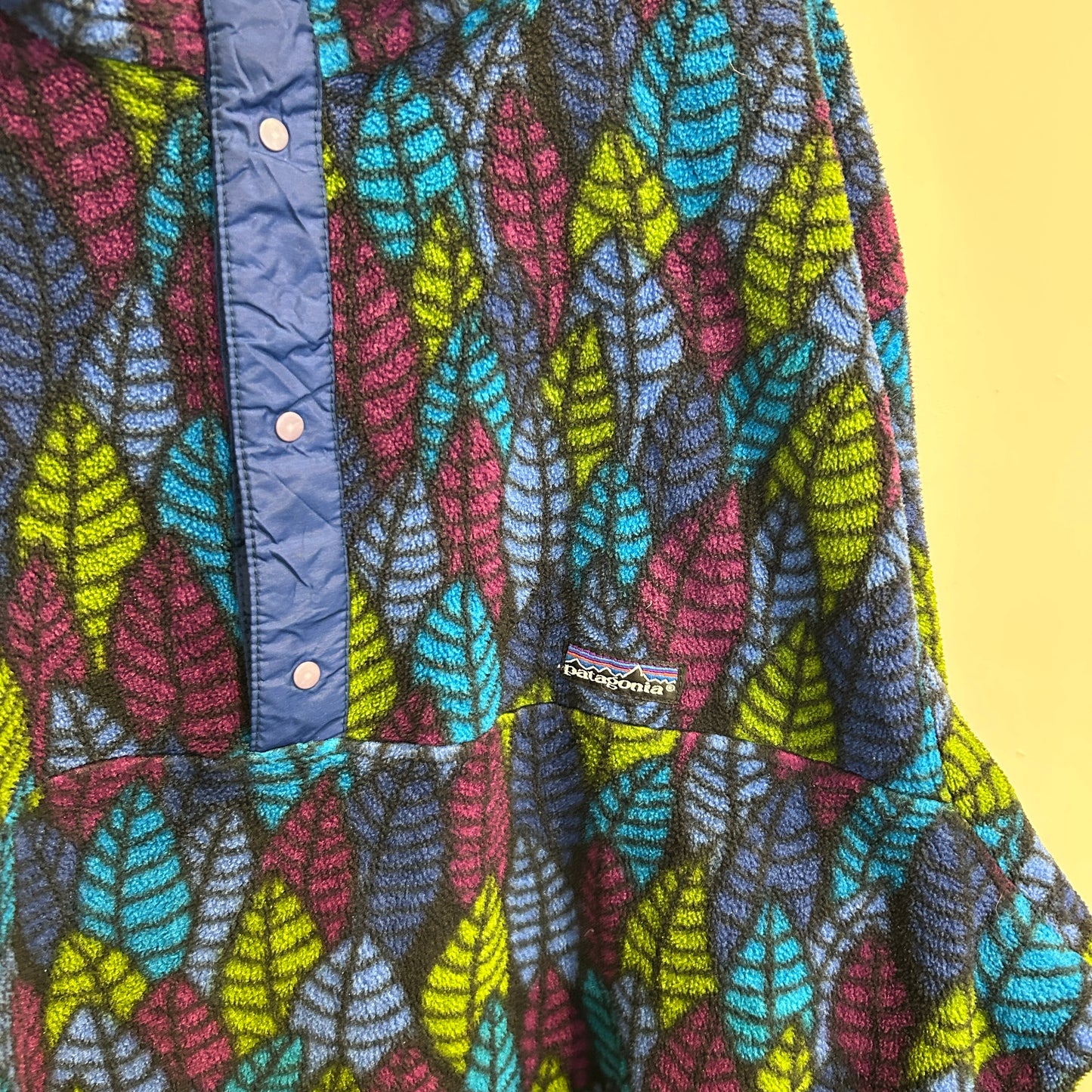 90's Patagonia Synchilla Snap-T leaf pattern パタゴニア シンチラ スナップT リーフ柄 (XL)/C0084F-SO